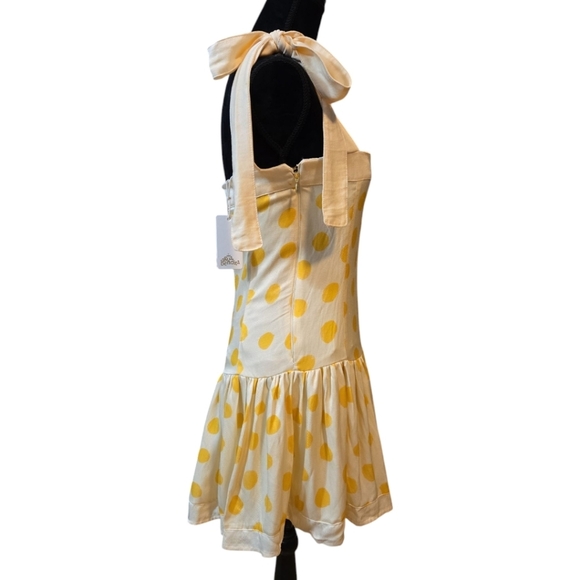 Agua Bendita Joaquina Silky Linen Cream / Yellow Polka Dot Mini Dress - Picture 7 of 12